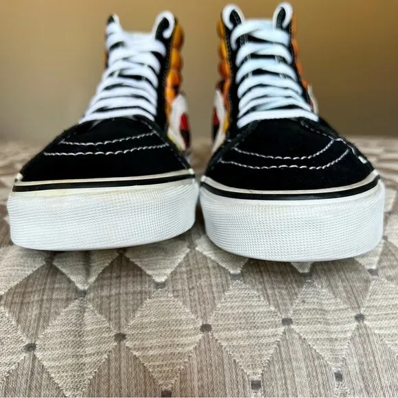 Vans SK8-Hi Reissue Black Sneakers w/ Fire Flames Unisex Men’s 8 Women’s 9.5