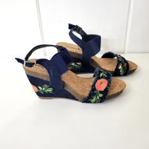 VeganBio Embroidered Cork Wedge Sandals