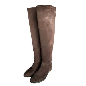 Vero Cuoio Suede Leather Tall Knee High Boots Made In Italy