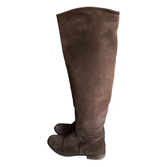 Vero Cuoio Suede Leather Tall Knee High Boots Made In Italy