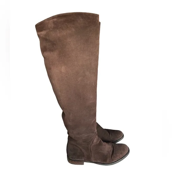 Vero Cuoio Suede Leather Tall Knee High Boots Made In Italy