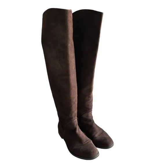 Vero Cuoio Suede Leather Tall Knee High Boots Made In Italy