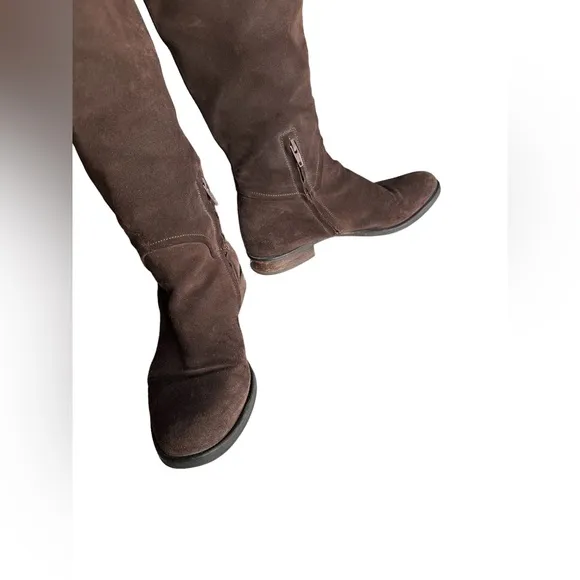 Vero Cuoio Suede Leather Tall Knee High Boots Made In Italy