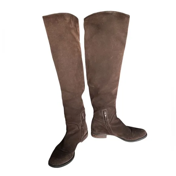 Vero Cuoio Suede Leather Tall Knee High Boots Made In Italy