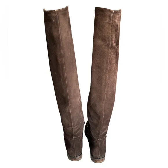 Vero Cuoio Suede Leather Tall Knee High Boots Made In Italy