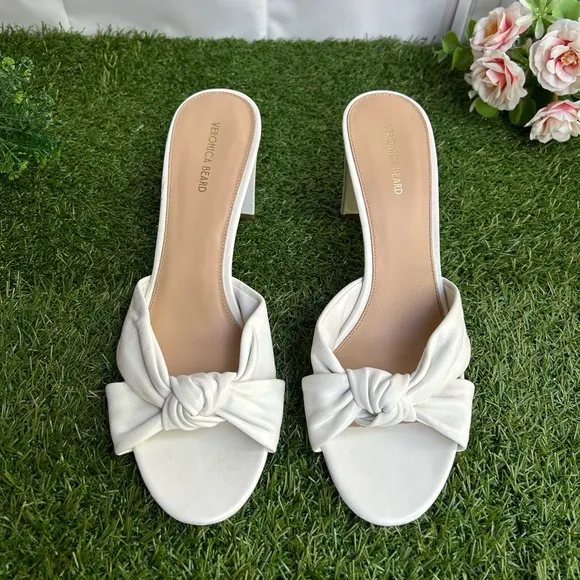 VERONICA BEARD Ganita Knot-Front Sandal$550 Sz 10.5 gently usedColor:Coconut