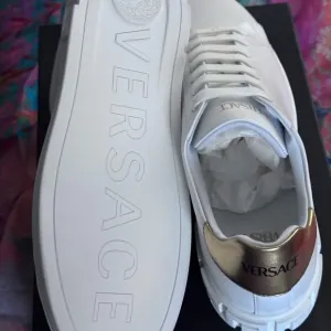 Versace White and Gold Sneakers