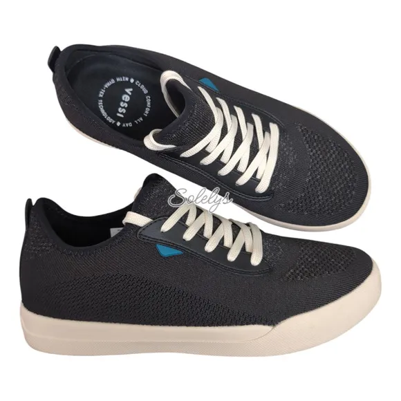 Vessi Weekend Asphalt Black on Off White Waterproof Dyma-Tex Knit Sneaker Mens 9
