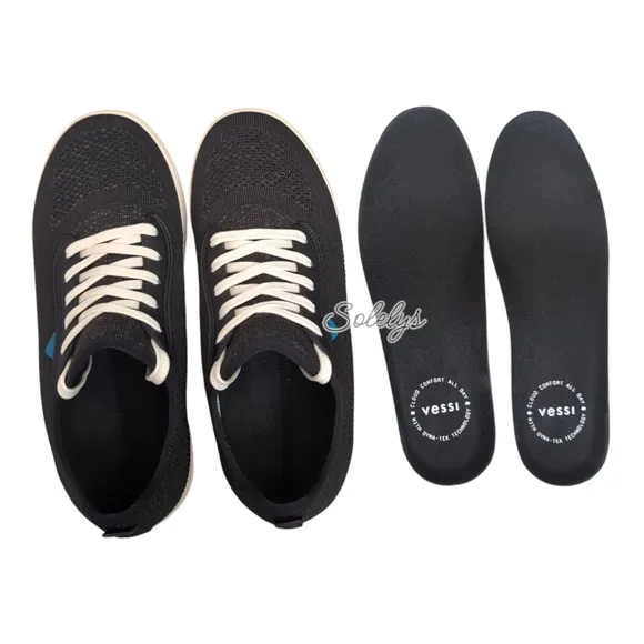Vessi Weekend Asphalt Black on Off White Waterproof Dyma-Tex Knit Sneaker Mens 9