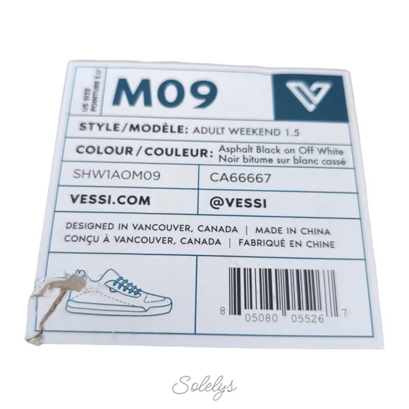 Vessi Weekend Asphalt Black on Off White Waterproof Dyma-Tex Knit Sneaker Mens 9
