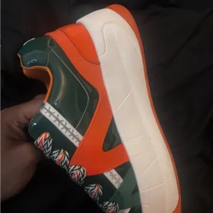 Vibrant Green and Orange Sneakers