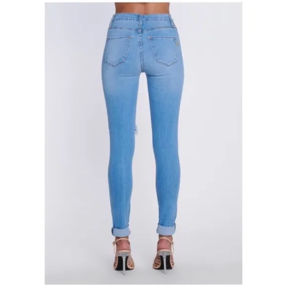 Vibrant MIU Distressed Tencel High Waist Skinny Jeans