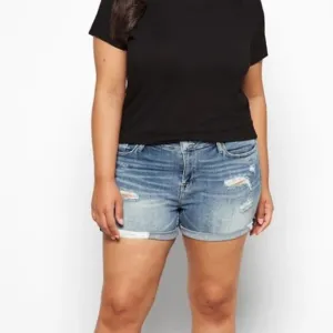 Vigoss Marley Midrise Distressed Shorts Plus Size LIght Wash Size 24W NWT