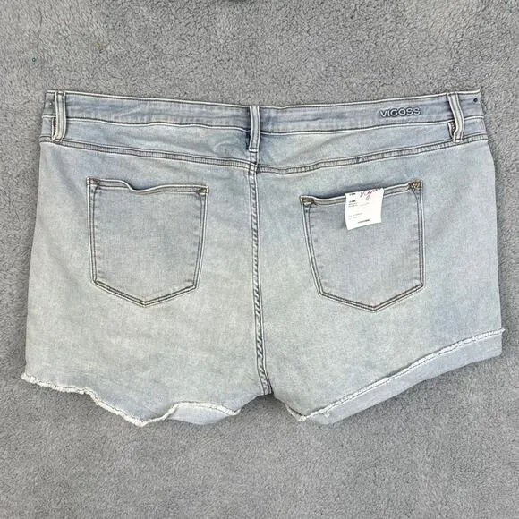 Vigoss Marley Midrise Distressed Shorts Plus Size LIght Wash Size 24W NWT