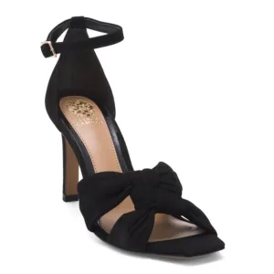 VINCE CAMUTO Black Made In Brazil Leather Liyba Heeled Sandals