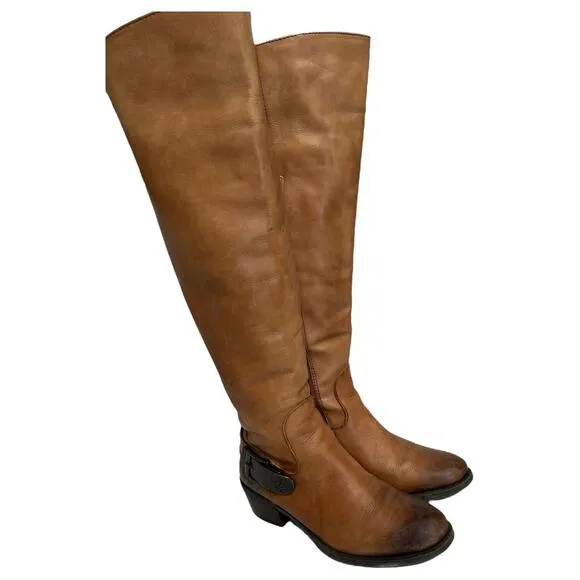 Vince Camuto Boots Womens 6 Bedina 2 Leather Tall Western Boho Buckle Brown