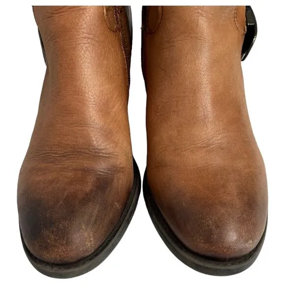 Vince Camuto Boots Womens 6 Bedina 2 Leather Tall Western Boho Buckle Brown