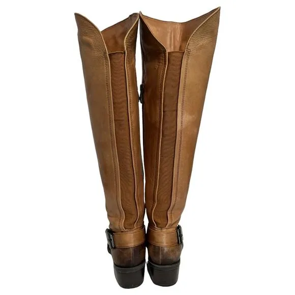 Vince Camuto Boots Womens 6 Bedina 2 Leather Tall Western Boho Buckle Brown