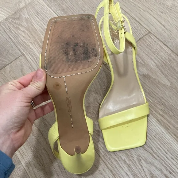 Vince Camuto Enella Yellow Leather Ankle Strap Heeled Sandals O660 10M