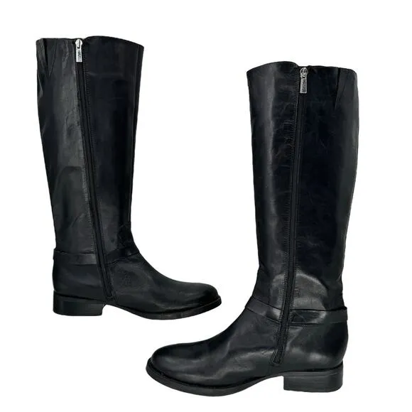 Vince Camuto Farren Women's Riding Boots SZ 11.5 Black Leather Quiet Luxury Moto