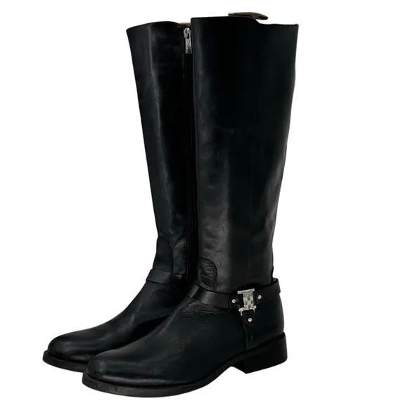 Vince Camuto Farren Women's Riding Boots SZ 11.5 Black Leather Quiet Luxury Moto
