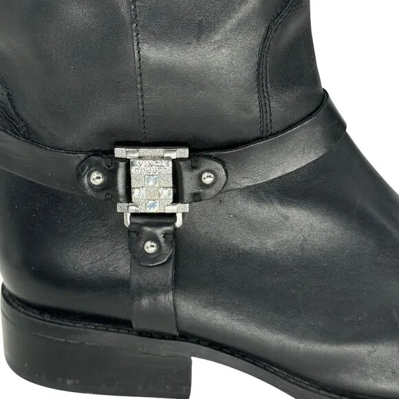 Vince Camuto Farren Women's Riding Boots SZ 11.5 Black Leather Quiet Luxury Moto