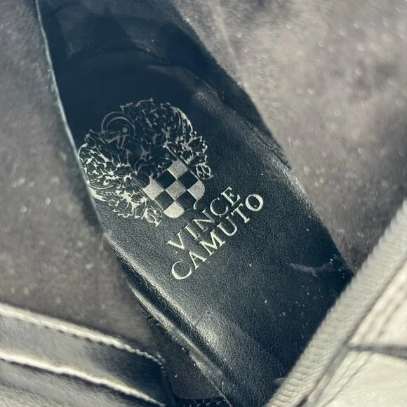 Vince Camuto Farren Women's Riding Boots SZ 11.5 Black Leather Quiet Luxury Moto