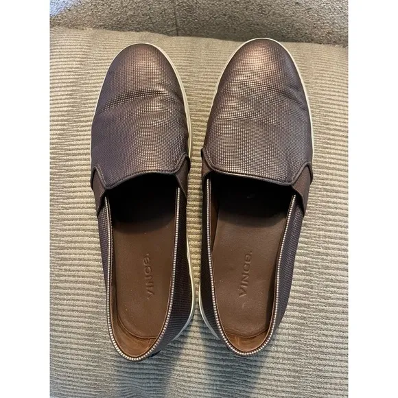 Vince Copper Blair Slip-On Metallic Loafers