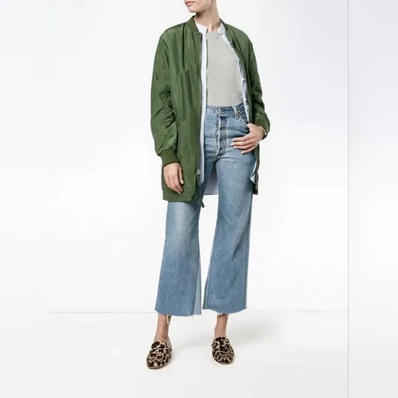 VINCE Cotton Blend Shell Bomber Jacket In Green