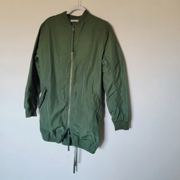 VINCE Cotton Blend Shell Bomber Jacket In Green