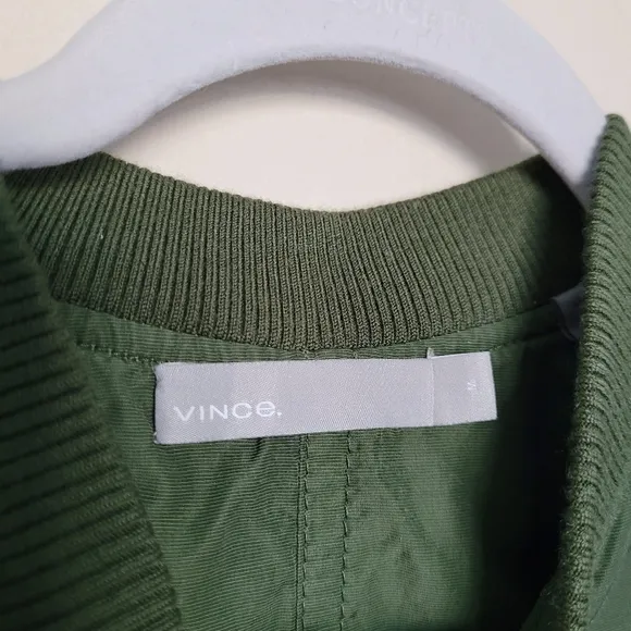 VINCE Cotton Blend Shell Bomber Jacket In Green