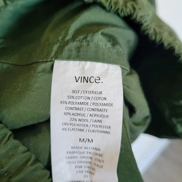 VINCE Cotton Blend Shell Bomber Jacket In Green