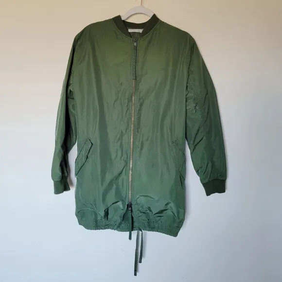 VINCE Cotton Blend Shell Bomber Jacket In Green