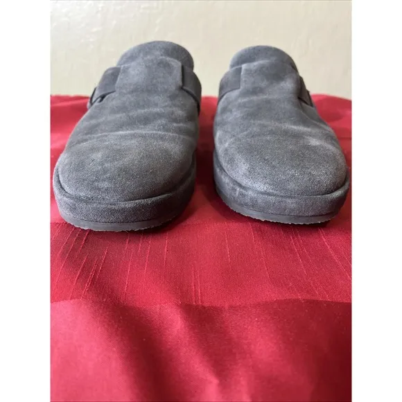 Vince Men's Essex Suede Grey Graphite Flat Platform Loafers Clogs 8.5