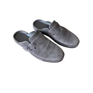 Vince Men's Essex Suede Grey Graphite Flat Platform Loafers Clogs 8.5