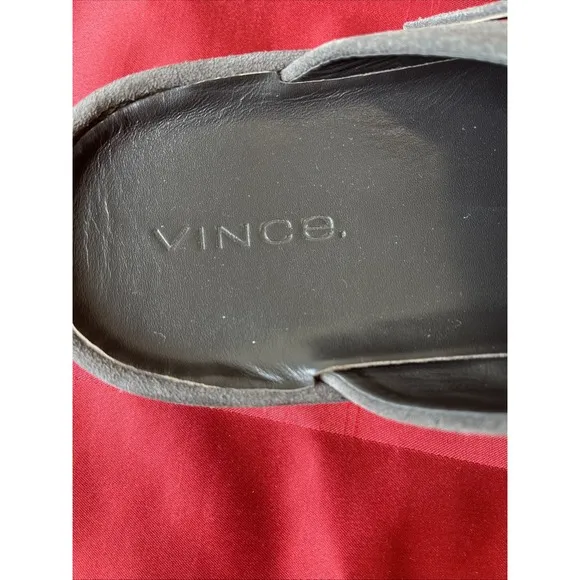 Vince Men's Essex Suede Grey Graphite Flat Platform Loafers Clogs 8.5