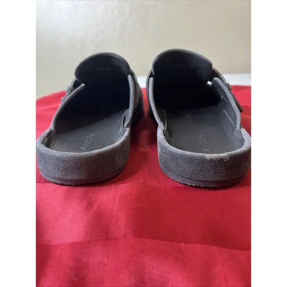 Vince Men's Essex Suede Grey Graphite Flat Platform Loafers Clogs 8.5
