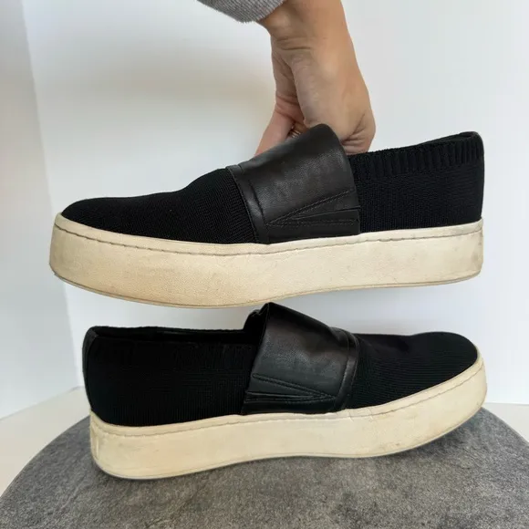 Vince Ward Knit Black Round Toe Slip On Sneakers 9.5