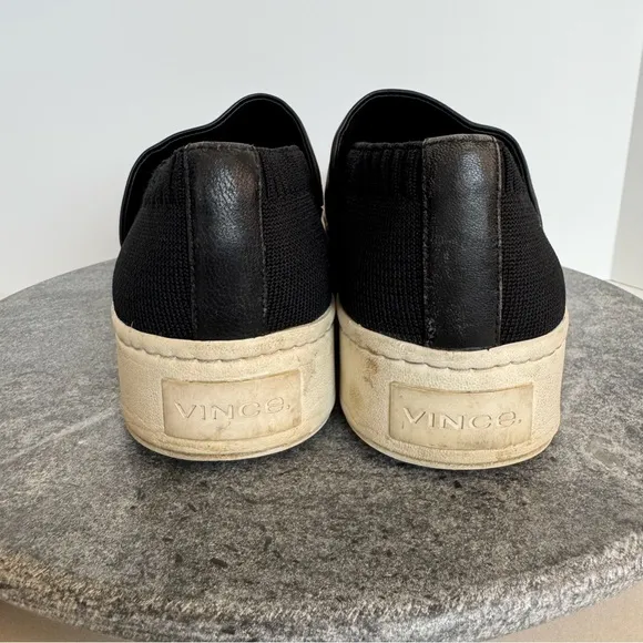 Vince Ward Knit Black Round Toe Slip On Sneakers 9.5