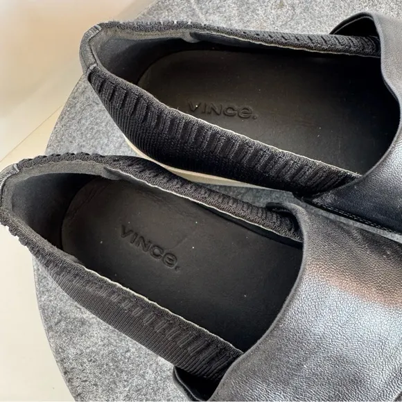 Vince Ward Knit Black Round Toe Slip On Sneakers 9.5