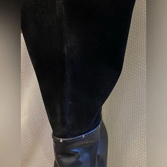 Vintage 1980s Casadei black leather and suede heeled boots set gem detailing 6
