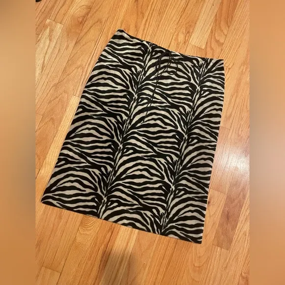 Vintage 90s Betsey Johnson Cream &amp; Black Zebra Print Fur Skirt