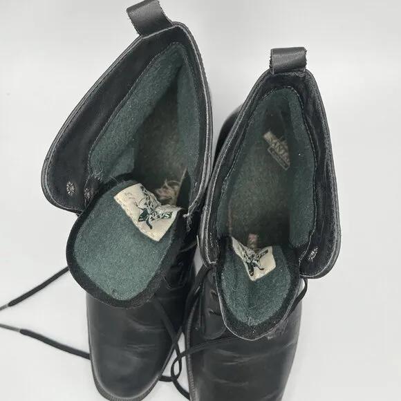 Vintage 90s Santana Canada Black Leather Lace Up Combat Boots Women's 8.5 Narrow