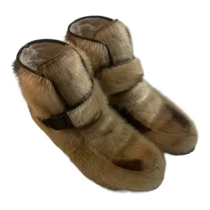 Vintage Blondo Fur Skin Ankle Boots Fleece Velcro 8