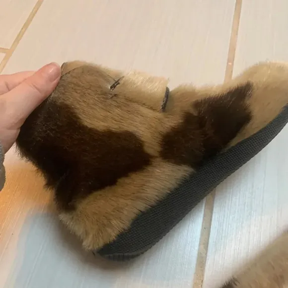 Vintage Blondo Fur Skin Ankle Boots Fleece Velcro 8