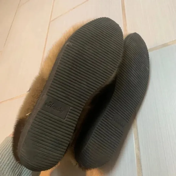 Vintage Blondo Fur Skin Ankle Boots Fleece Velcro 8