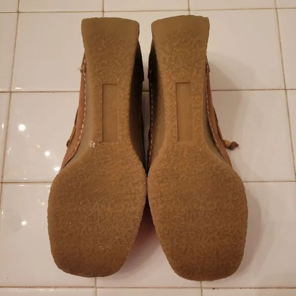 Vintage Candies Brown Suede Leather Wedge Moccasins Size 6M Loafers 90s Y2K Chun