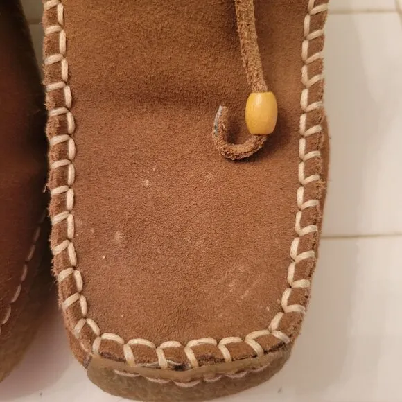 Vintage Candies Brown Suede Leather Wedge Moccasins Size 6M Loafers 90s Y2K Chun