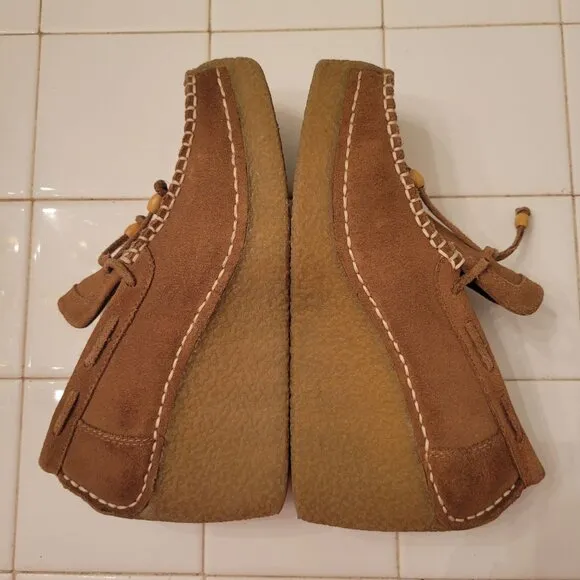Vintage Candies Brown Suede Leather Wedge Moccasins Size 6M Loafers 90s Y2K Chun