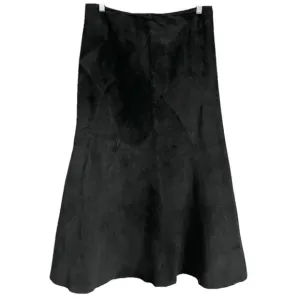 Vintage Danier Black Suede Lined Leather Full Maxi Skirt - 10, 32&quot; waist